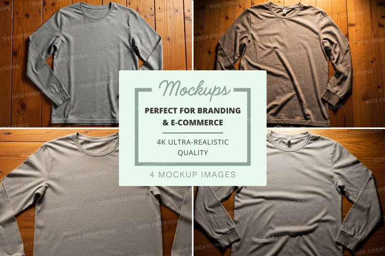 Long sleeve t-shirt mockup in light gray