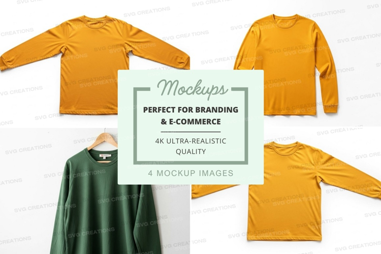 Long sleeve t-shirt mockup in yellow and green