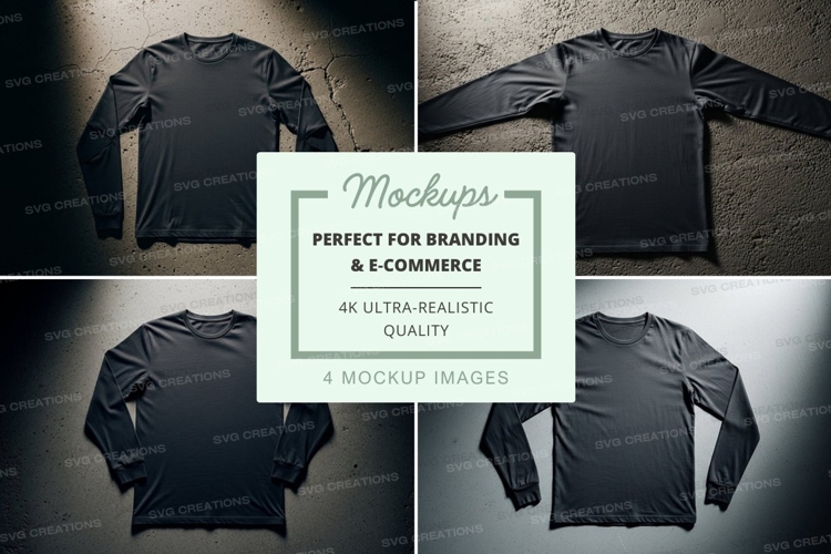 Long sleeve t-shirt mockup in black