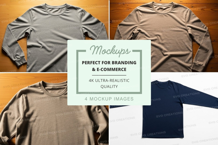 Long sleeve t-shirt mockup in multiple colors