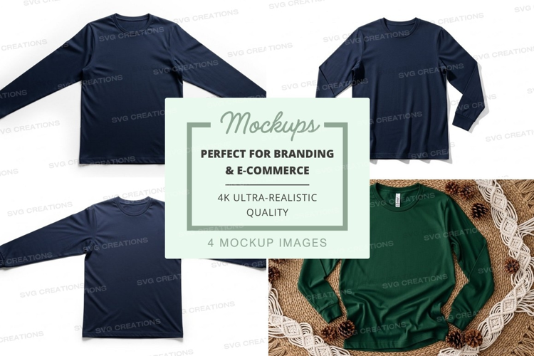 Four long sleeve t-shirt mockups