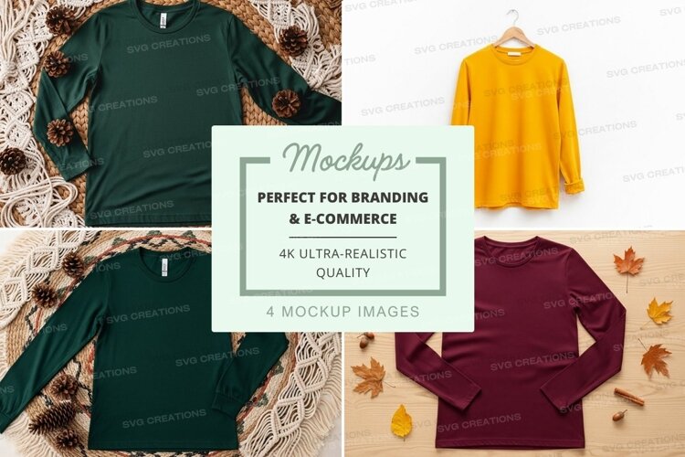 Long sleeve t-shirt mockups example image 1