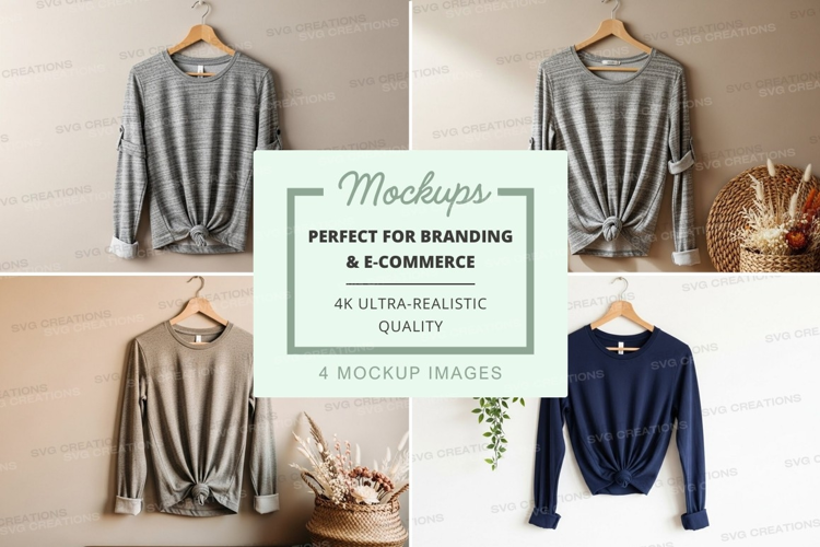 Four t-shirt mockups with knot design