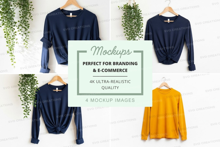 Four long sleeve t-shirt mockups