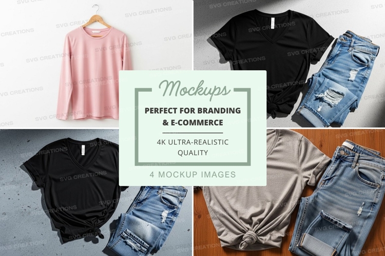 T-shirt mockup with jeans