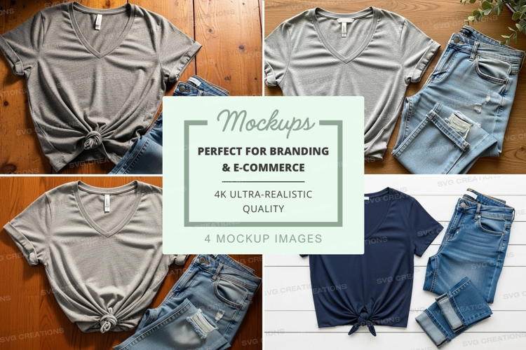 T-shirt mockup with denim shorts