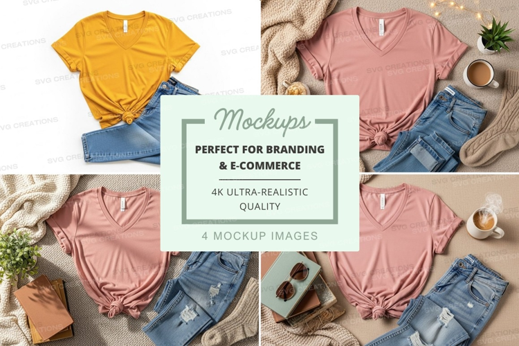 T-shirt mockup with accessories