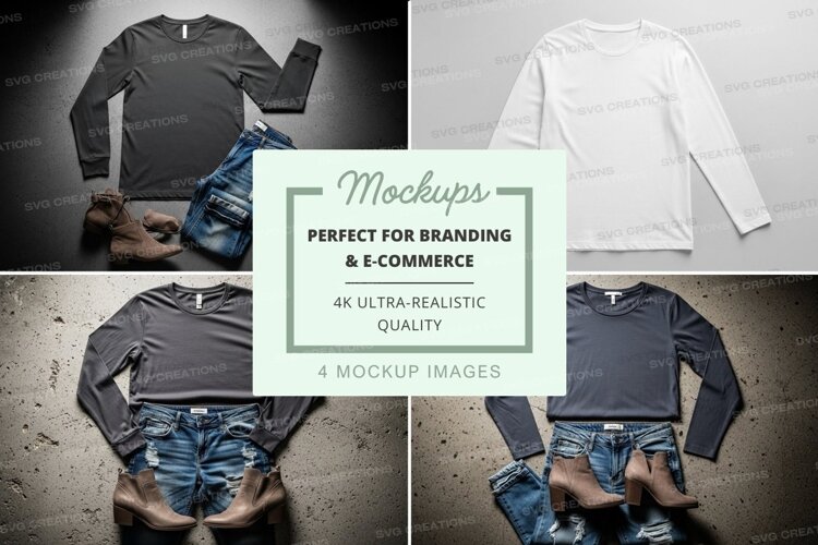 T-shirt mockup with denim shorts example image 1