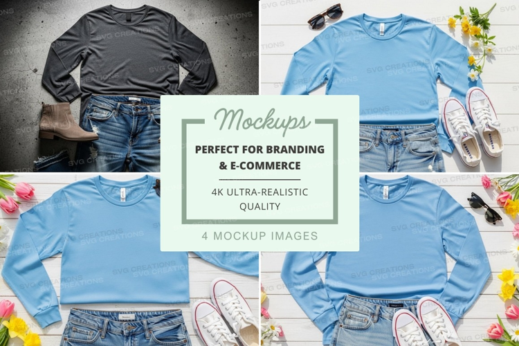 Long sleeve t-shirt mockup with casual accessories