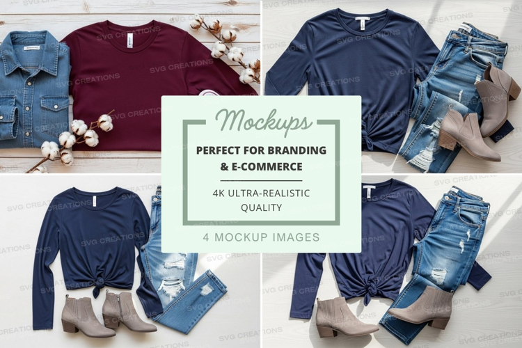 Clothing mockup with t-shirts and accessories