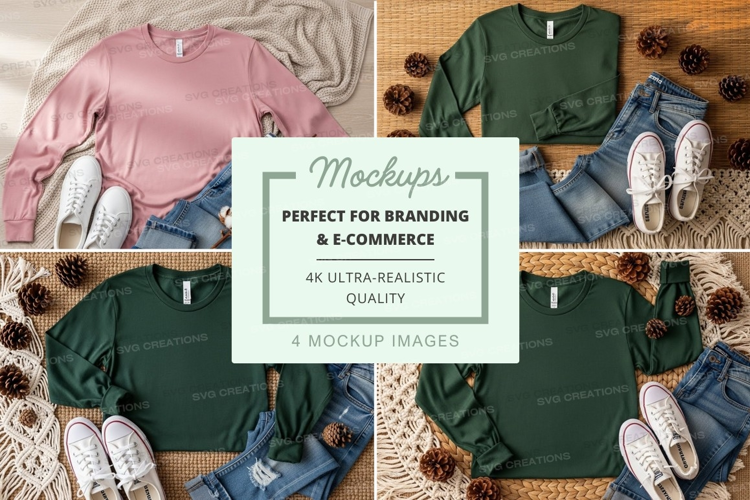 Flat lay mockup of t-shirts and accessories