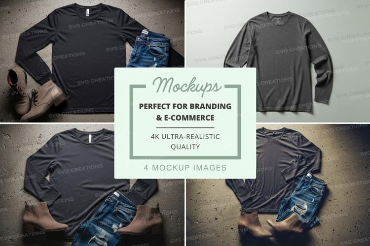 Long sleeve t-shirt mockup in dark gray