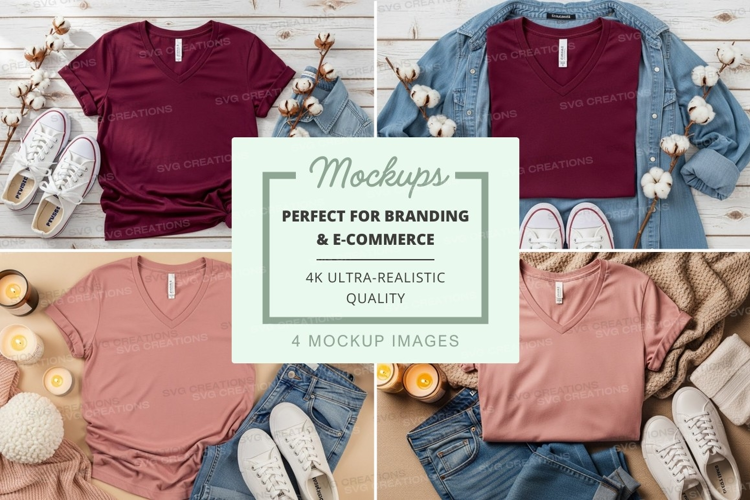T-shirt mockup with casual outfit accessories