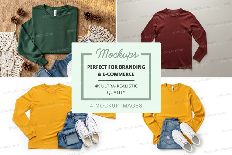Collection of long sleeve t-shirt mockups