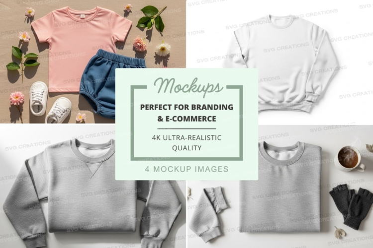 Clothing mockup - kids outfit and sweaters