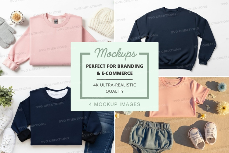Flat lay mockup of kids' clothing items
