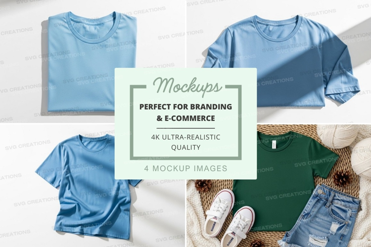 T-shirt mockup featuring multiple styles and colors