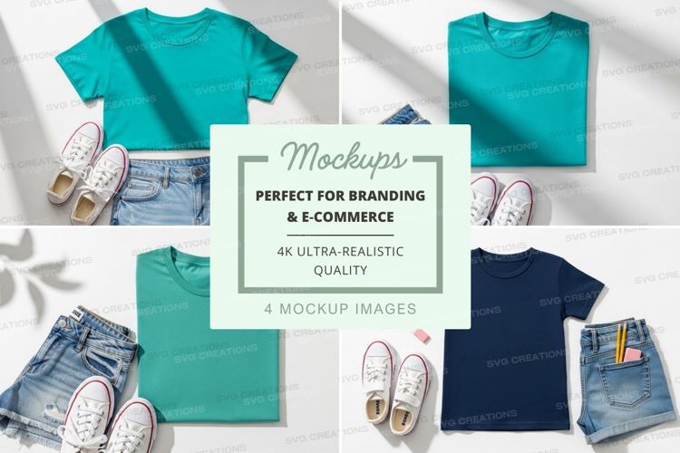 T-shirt mockup with denim and sneakers