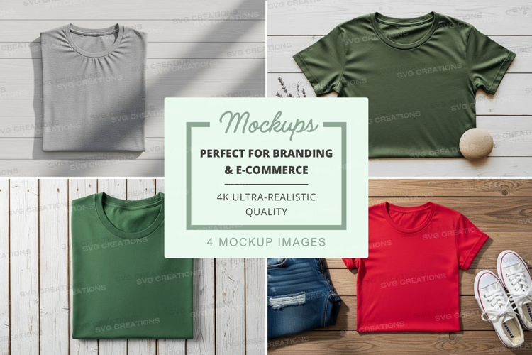 T-shirt mockup with various colors and styles