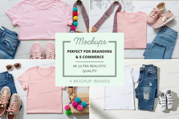 Flat lay mockup of kids' clothing and accessories
