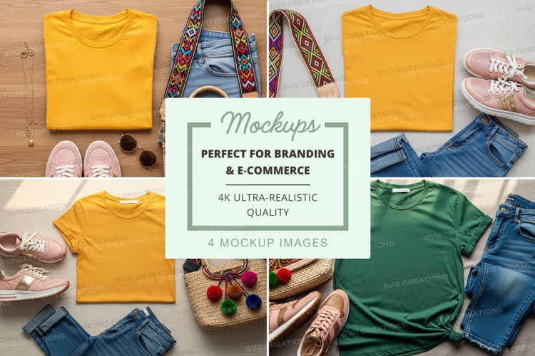 Flat lay mockup of clothing and accessories