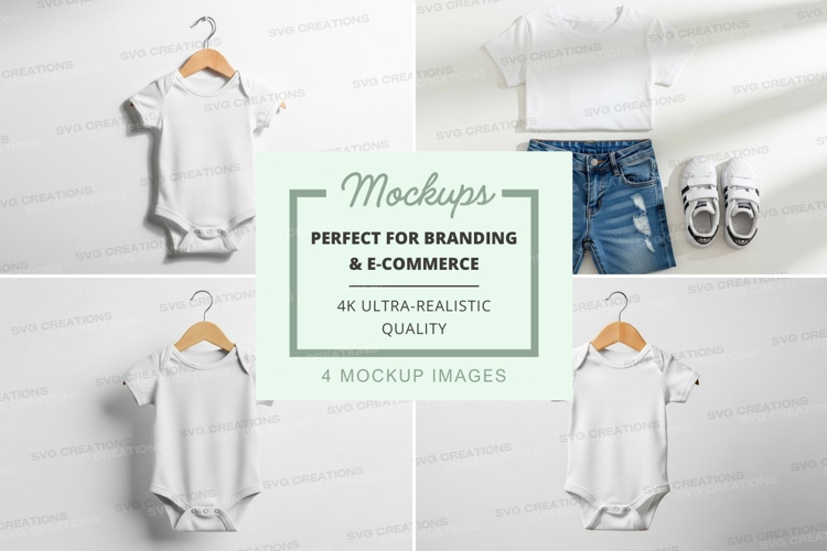 Baby onesie mockup with accessories