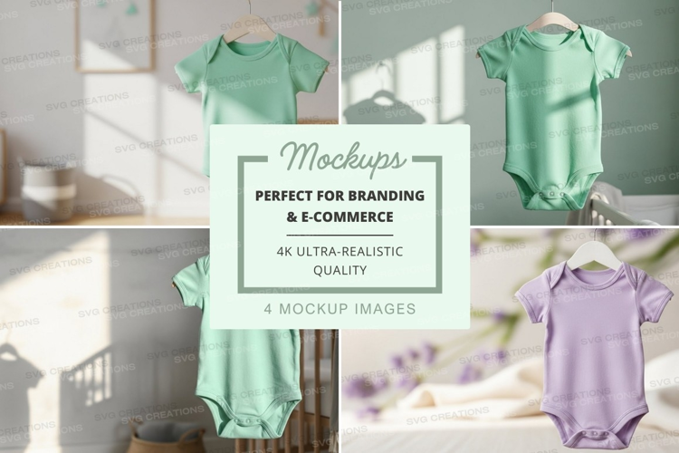 Baby onesies mockup in mint green and lavender