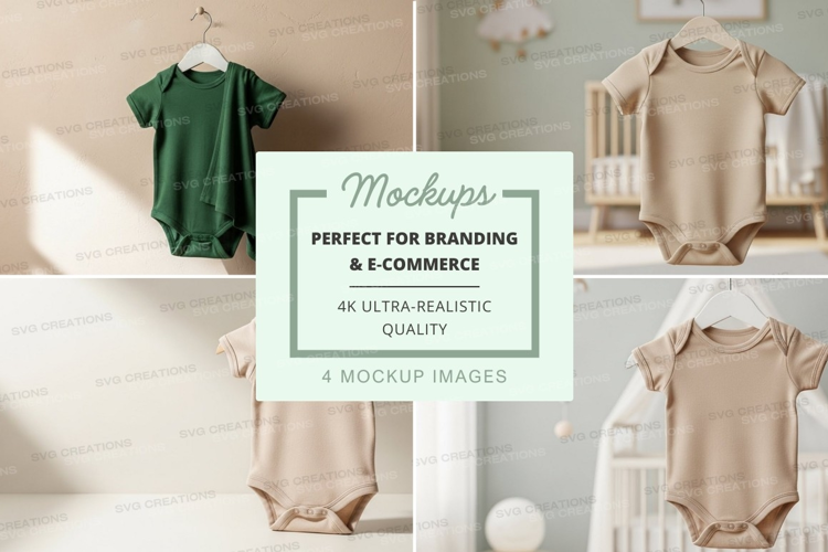 Baby onesie mockup in nursery setting