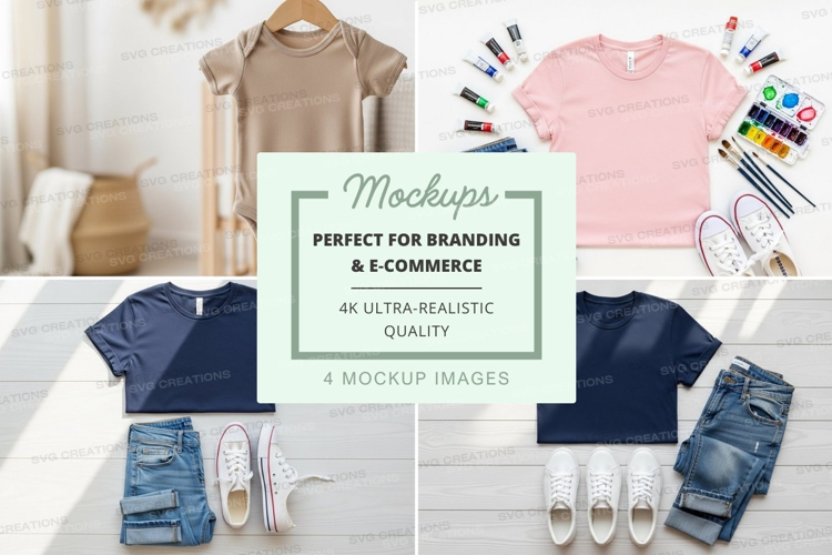 Mockup of baby bodysuit and children's clothing