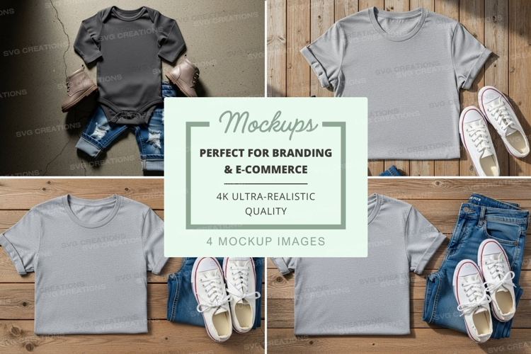 T-shirt and jeans mockup with sneakers
