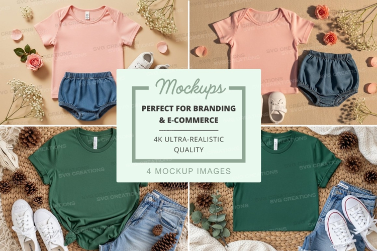 Baby clothing mockup - onesies and shorts
