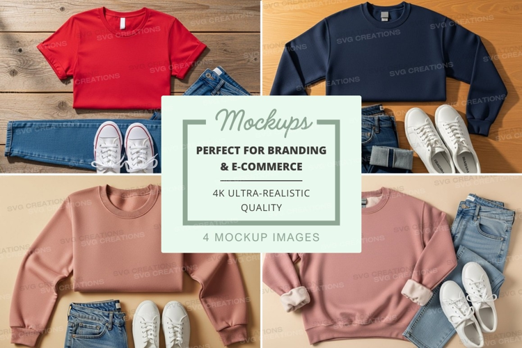 T-shirt and jeans mockup with sneakers