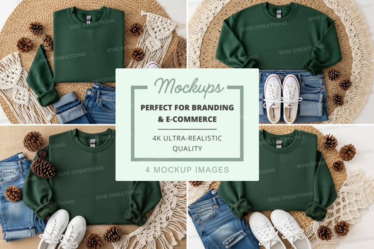 Green crew neck t-shirt mockup with casual outfit