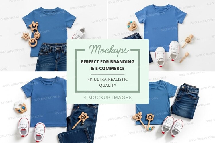 T-shirt mockup with baby clothing and accessories example image 1