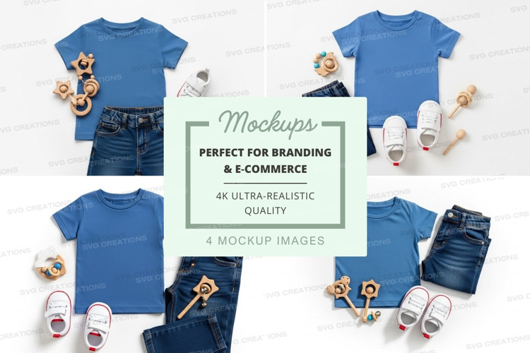 T-shirt mockup with baby clothing and accessories
