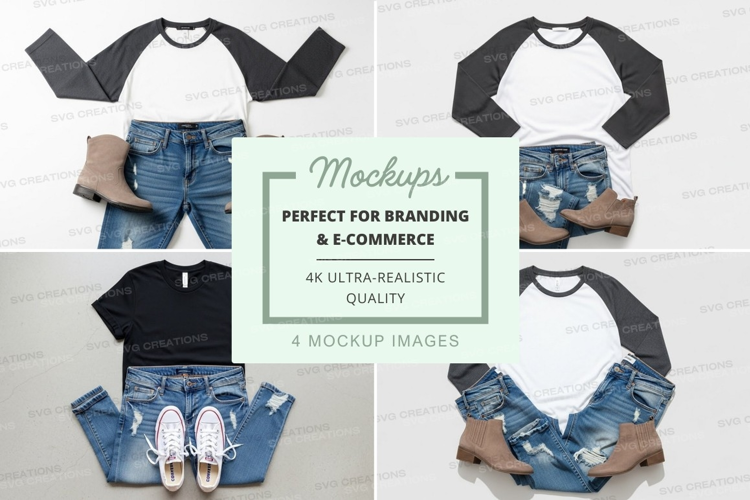 Baseball tee and jeans outfit mockup
