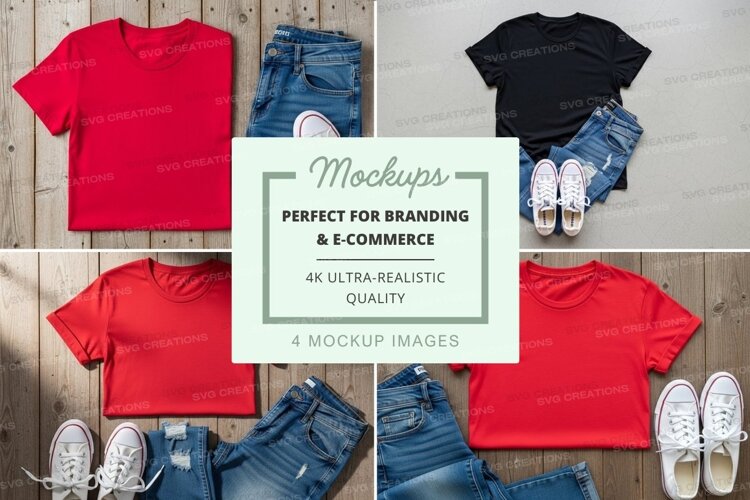 T-shirt mockup with casual outfit example image 1