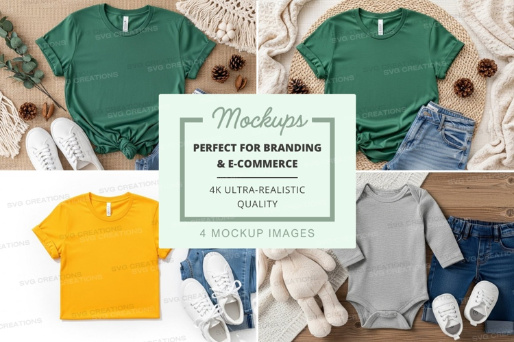 T-shirt and onesie mockup with accessories