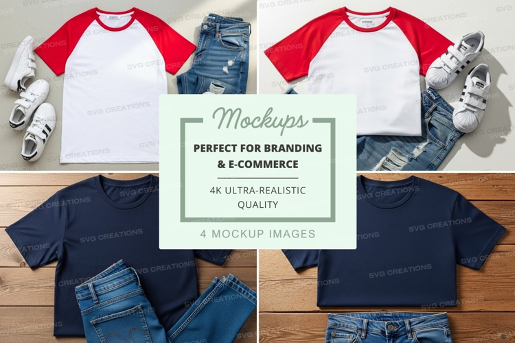 T-shirt mockup with jeans and sneakers