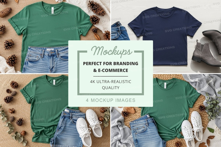T-shirt mockup with casual outfit elements
