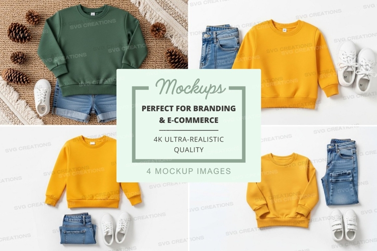 Childrens clothing mockup - sweatshirts and outfits