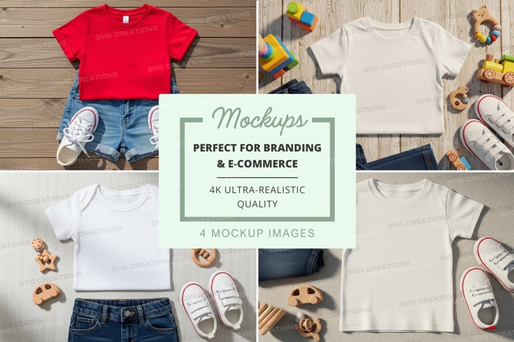 T-shirt mockup for kids with accessories
