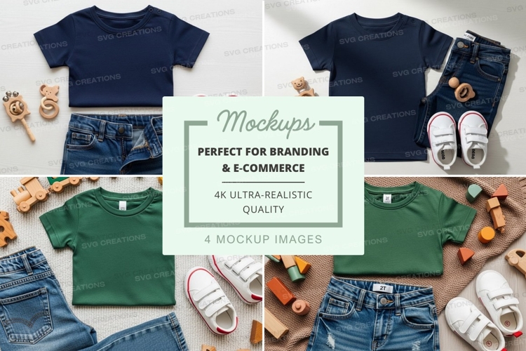 Baby clothing and accessories mockup