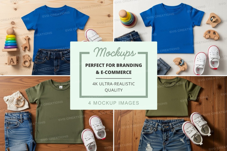 Children's clothing mockup - t-shirts and shorts