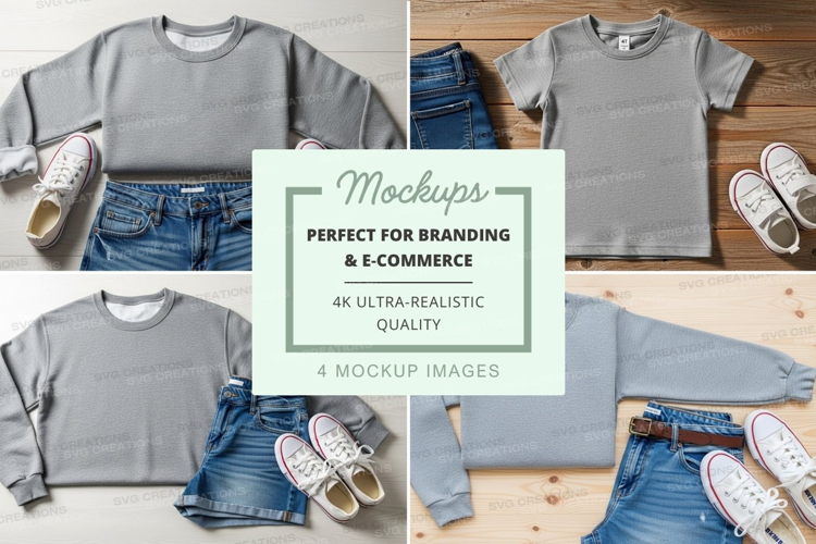 Flat lay mockup of kids' clothing outfits