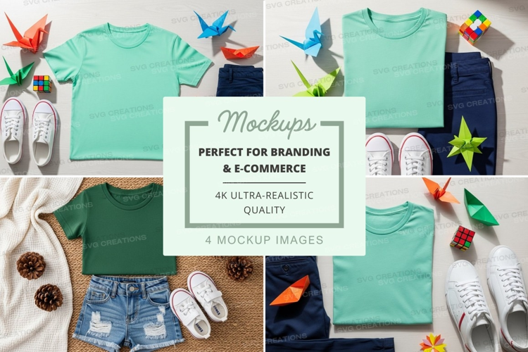 T-shirt mockup with nature themed decorations