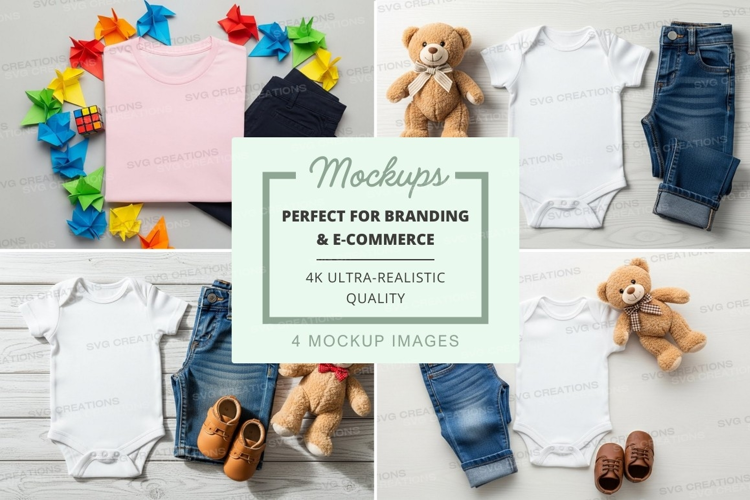 Baby clothing and accessories mockup