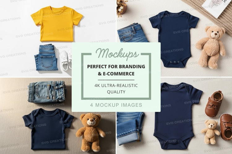 Baby clothing and accessories mockup