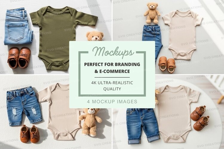 Baby onesie mockup with accessories example image 1