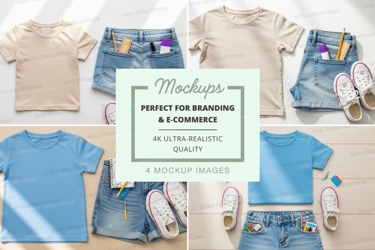Children's clothing mockup - t-shirt and shorts